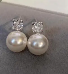 パールとキュービックジルコニアのピアス