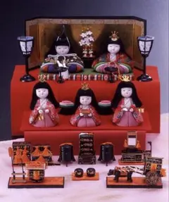 木目込み人形　雛人形 七段飾り 雛道具セット　手作りキット（制作途中あり）のサムネイル