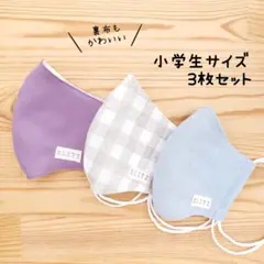 【ナチュラル】布立体マスク 3枚セット 小学生 子供 パステルカラー 無地 白熊