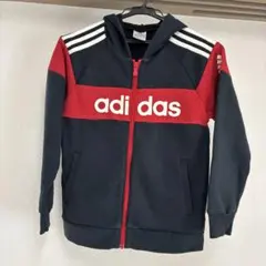 adidas フルジップパーカー ネイビー/レッド　140cm
