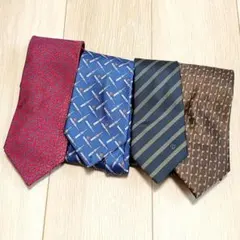dunhill ネクタイ 4本セットブルー 赤 ブラウン ネイビー ロゴ
