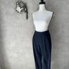 【グローバルワーク】紺　ハイウエスト スラックス　テーパードパンツ　M シンプル