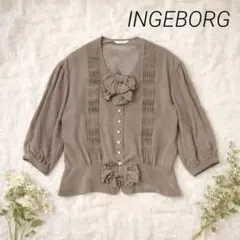 INGEBORG★　インゲボルグ　ブラウス　ペプラム　パールボタン　ヴィンテージ