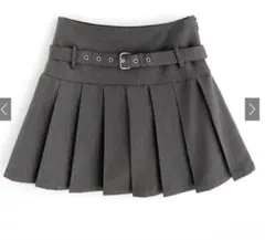 ベルトインパン裏地付きプリーツミニスカートai62
