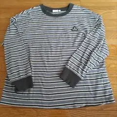 しまむら☆キッズ男の子用・長袖Tシャツ長袖カットソー グレー ストライプ