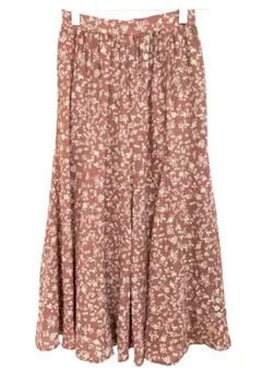 earth music&ecology 花柄ロングフレアスカート ピンク