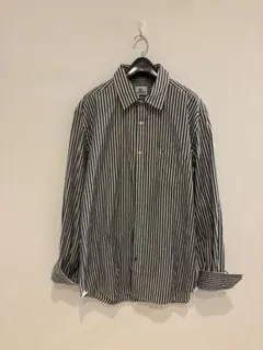 美品！LACOSTE ブラックとホワイト ストライプ 長袖シャツＬＬサイズ相当