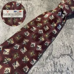 AN021 CLAUDIO VALENTINO ワインレッド シルク ネクタイ