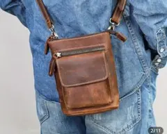 高品質　レザーショルダーバッグ