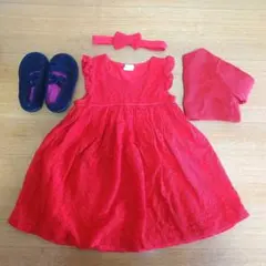 赤いレースベビードレスセット H&M 90cm 15cm