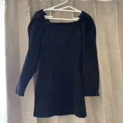 Chico チコ パワショルデニムミニワンピース ネイビーのサムネイル