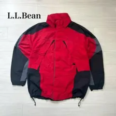 90s L.L.Bean ナイロンジャケット レッド L フード ヴィンテージ