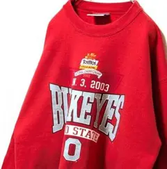 ヘインズ オハイオステートバックアイズ スウェットトレーナー レッド赤 古着