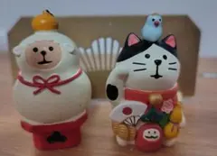 デコレ コンコンブル 置物 お正月 羊 猫 招き猫 鏡餅 金屏風 匿名配送