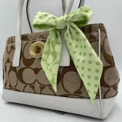 COACH ハンドバッグ シグネチャー ターンロック キャンバスレザー Y2K