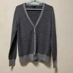 ユニクロ　￼ボーダー柄カーディガン　V￼ネック M