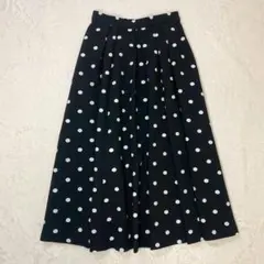 マーリエルカセット◆ロングフレアスカート/ドット柄 ウエストゴム 日本製 春夏