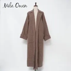 美品 Mila Owen 千鳥柄ロングコート アウター ブラウン サイズ0のサムネイル
