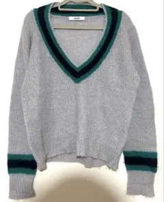 vintage Vネック 春ニットセーター