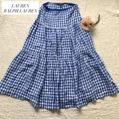 ローレン　ラルフローレン リネン100% スカート ギンガムチェック