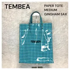 未使用品　TEMBEA バケットトートバッグ　ギンガムチェック　ブルー