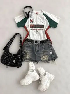 00s Y2K PUMA リンガーTシャツ ユニT ピチT マクブリング　海外のサムネイル