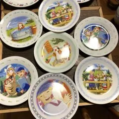フランダースの犬　あらいぐまラスカル　キャラクターイラスト皿 7枚セット　非売品
