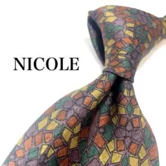 【美品】NICOLE ネクタイ 綺麗め ステンドグラス お洒落 パープル