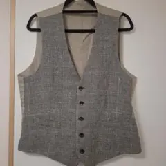 美品　LARDINI グレー系チェック ノースリーブベスト サイズ50