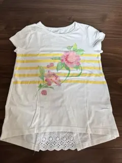 GapKids 花柄 白Tシャツ 130センチ