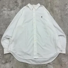 ラルフローレン　刺繍　ワンポイント　トップス　長袖シャツ　古着　ホワイト　XL