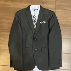 キッズ　黒 ストライプ フォーマルスーツ 5点セット　150 小学校卒業式