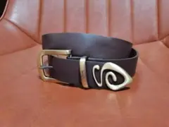 STUSSY ブラウン/金レザーベルト スワールバックル