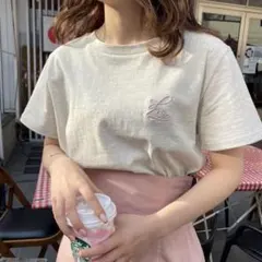 oneafteranotherNICE CLAUPワンポイントロゴ刺繍Tシャツ