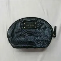■ケイト・スペード ニューヨーク パイソン型押し ポーチ ブラック系 レディース