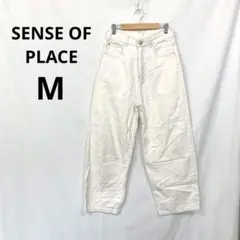 センスオブプレイス▶ワイドデニム 白 綿100% M