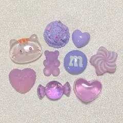 デコパーツ　プラパーツ　カボション　パープル　紫　ハンドメイド素材