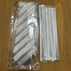 シルバー ストライプ ネクタイ セット　フォーマル　結婚式