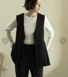 新品　オペークドットクリップ　ベスト　フォーマル　ビジネス　ブラック　Lサイズ