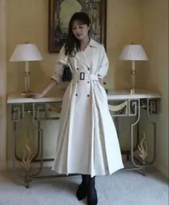 【新品】L'AUBEBLANC Belted Flare Trench Coat