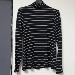 ZARA ボトルネック ボーダー トップス 長袖 Mサイズ ブラック レディース