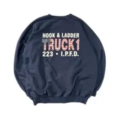 7TAS1【00`s GILDAN】バックプリントスウェット　ネイビー　古着