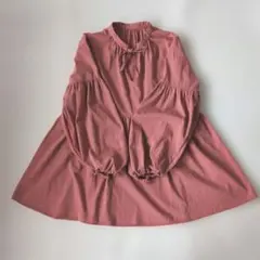 [VICKY]大人くすみピンク バルーンスリーブチュニックシャツ　ゆったり