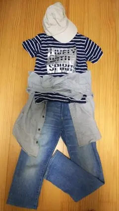 Tシャツ キッズ 140 ボーダー ネイビー