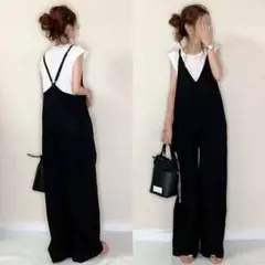 サロペット Vネック ゆったり レディースのサムネイル