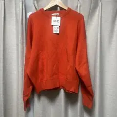 UNIQLO オレンジ スムースコットン クルーネックセーター