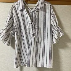 OLIVE des OLIVE ストライプ柄 半袖ブラウス