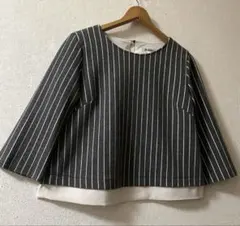 コットン88%、伸縮性&柔らかな質感、若干Aライン、裾シフォン生地、トップス