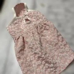 犬服ハンドメイド　花柄桜色キャミソールワンピース