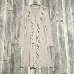 トゥービーシック　ベージュ うすいピンク L　フリル付き 長袖カーディガン